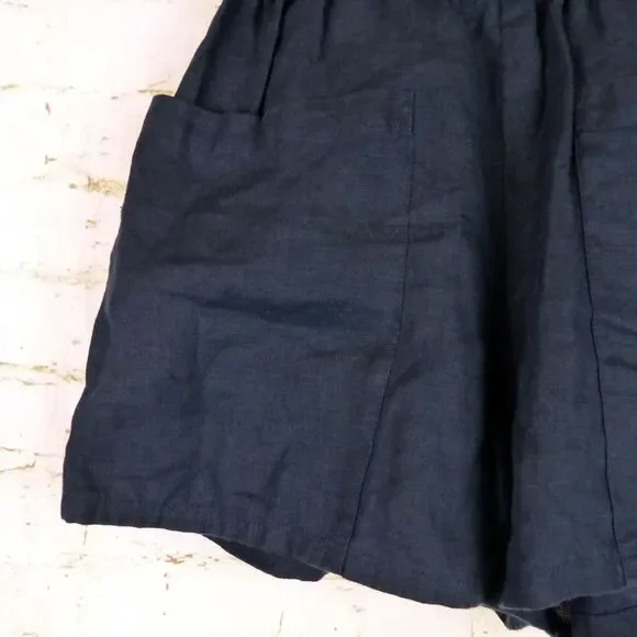Sundays by We are Sundays Shorts Women S Blue High Rise Linen Utility Pocket NWT